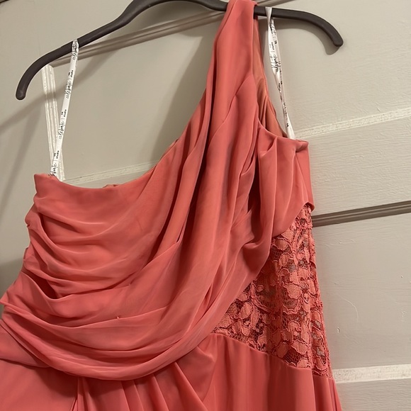 One-Shoulder Mesh Dress with Lace Inset - Picture 3 of 6